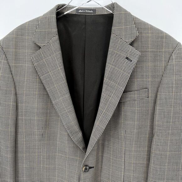 Oscar De La Renta Suit Jacket 100% Wool Mens 44L Blazer Houndstooth 2-Button - Picture 3 of 13